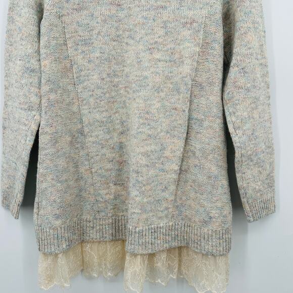 Logo by Lori Goldstein Crew Neck Tunic Feminine Sweater w/ Lace Hem Womens 2XS - Picture 11 of 11